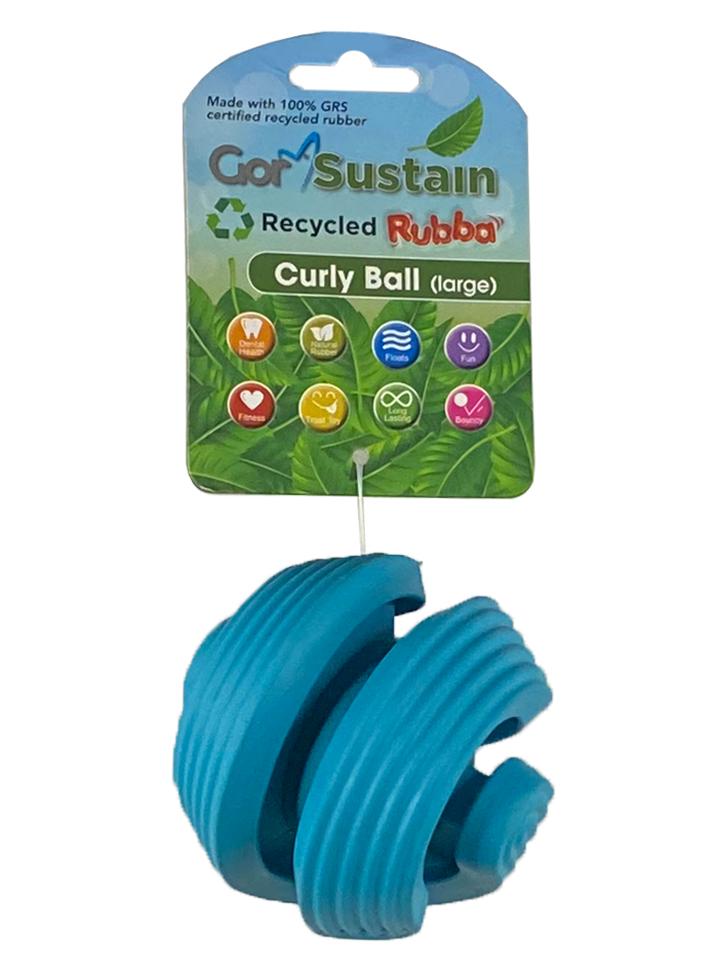 Gor Sustain Rubba Curly Ball Large (10.5cm) Blue
