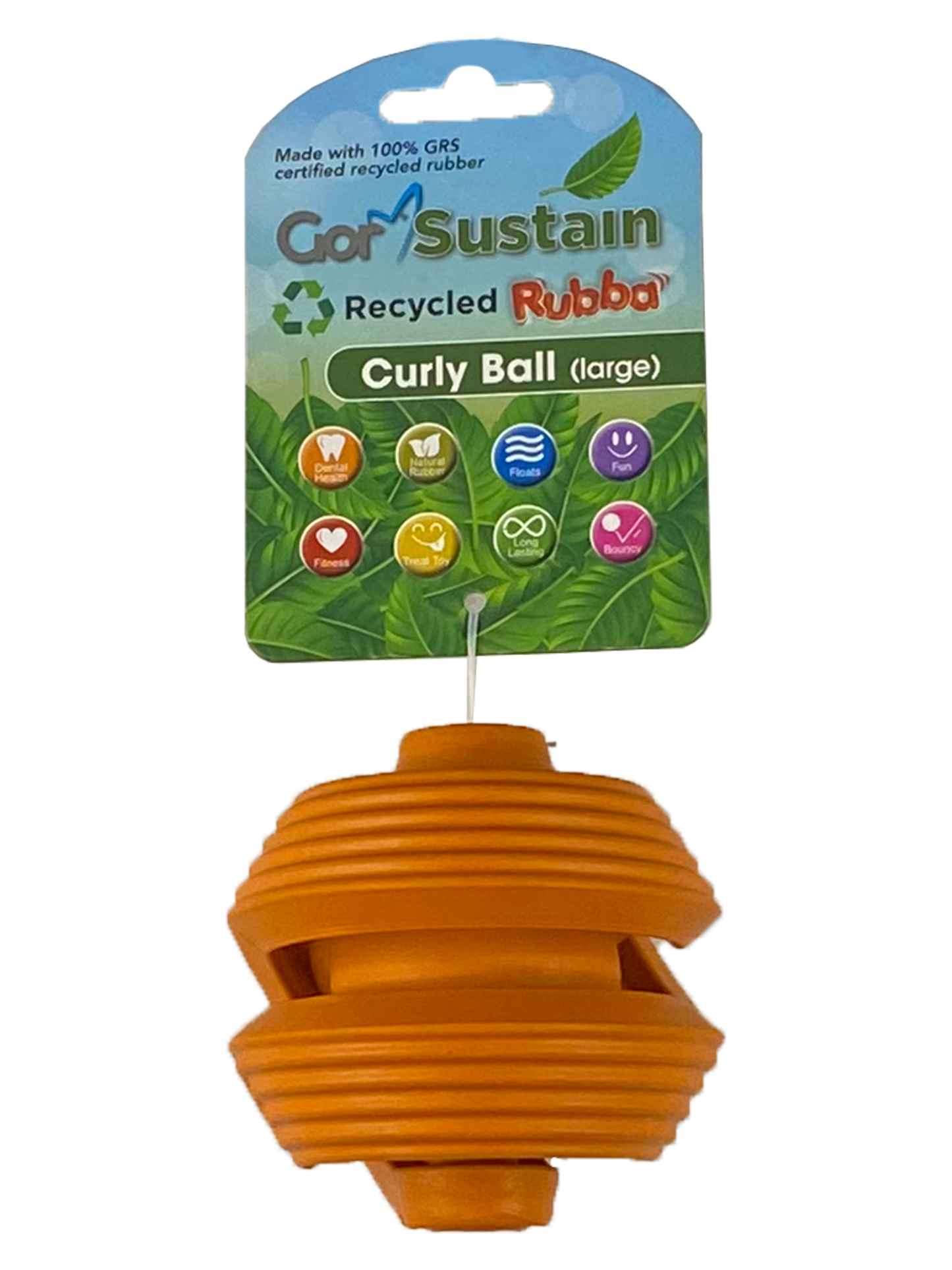 Gor Sustain Rubba Curly Ball Large (10.5cm) Orange